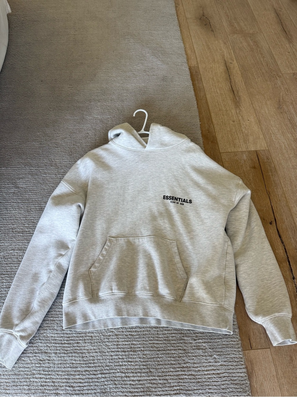 Essentials Light Gray Pullover Hoodie with Chest Logo